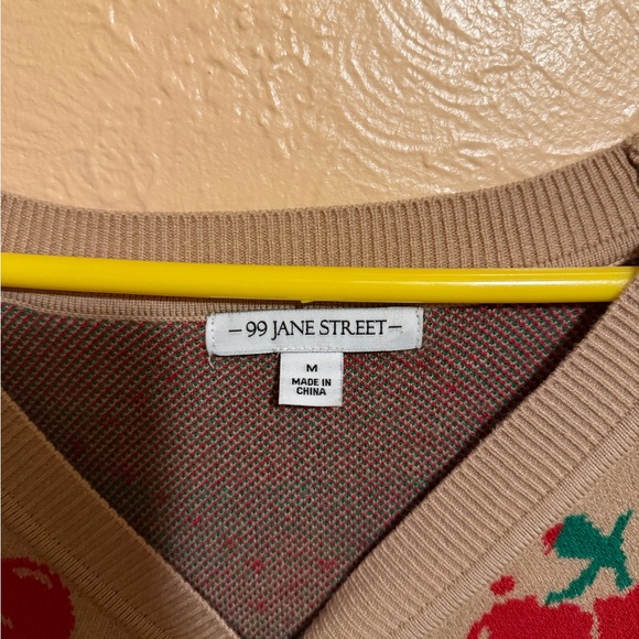 Tan Cherry Pattern Sweater - Picture 2 of 3